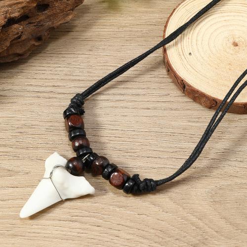 Wood Necklace with Wax Cord Bohemian style & Unisex Sold By PC