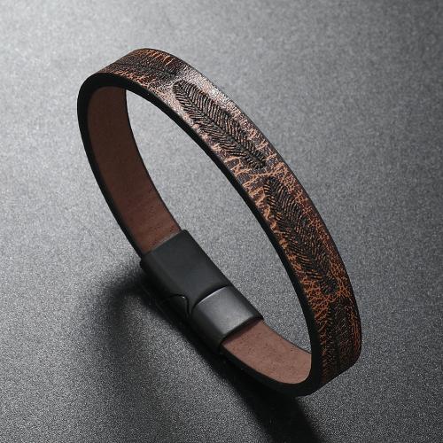 PU Leather Cord Bracelets with Zinc Alloy vintage & for man Sold By PC