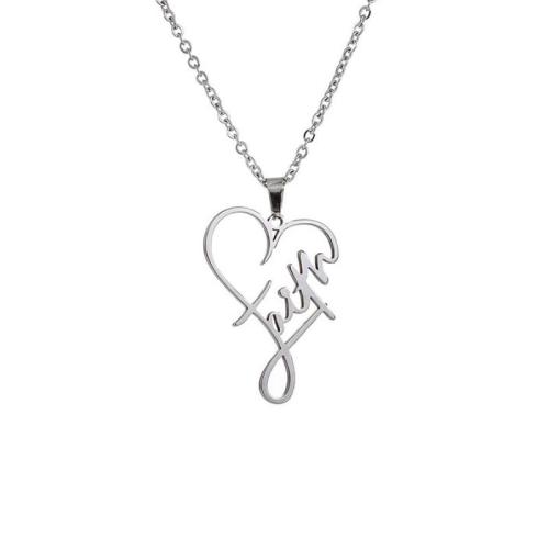 Stainless Steel Jewelry Necklace 304 Stainless Steel Heart polished Unisex Length 51-60 cm Sold By PC