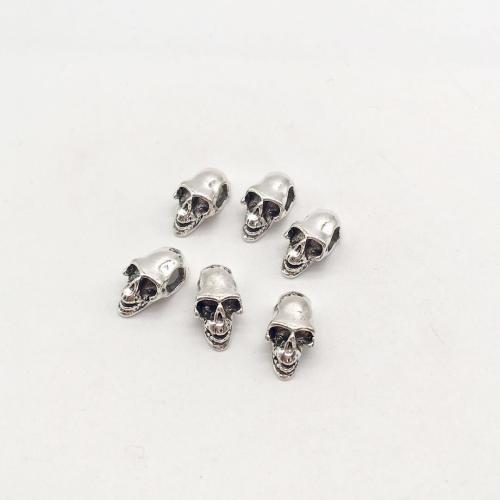 Zinc Alloy Jewelry Beads Skull antique silver color plated DIY Sold By Bag