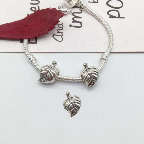 Zinc Alloy Bail Beads Leaf antique silver color plated DIY Sold By Bag