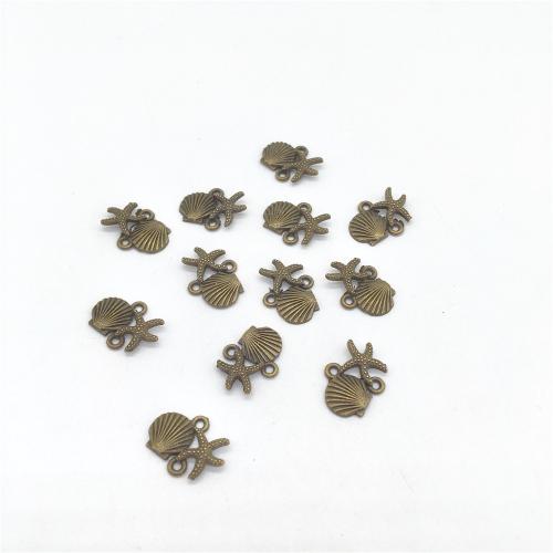 Zinklegering Connector, Zinc Alloy, Schelp, antiek brons plated, DIY & 1/1 lus, 13x18x2mm, 100pC's/Bag, Verkocht door Bag