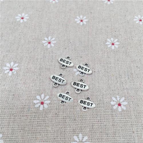 Conector de liga de zinco, banho de cor prata antiga, DIY & laço de 1/1, 12x10mm, 100PCs/Bag, vendido por Bag