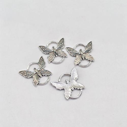 Animal Zinc Alloy Connector Butterfly antique silver color plated DIY & 1/1 loop Sold By Bag