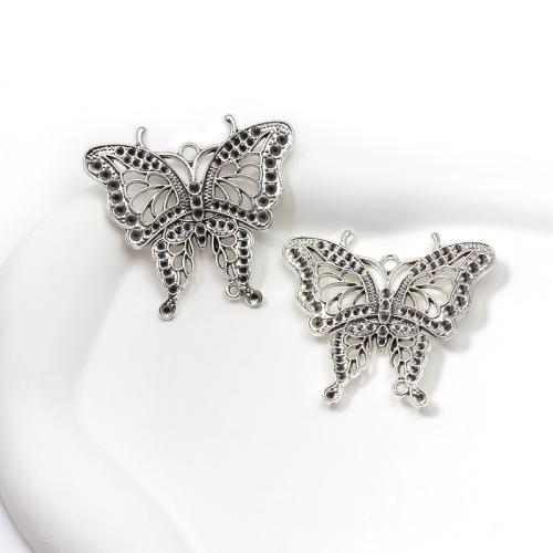 Animal Zinc Alloy Connector Butterfly antique silver color plated DIY & 1/1 loop Sold By Bag