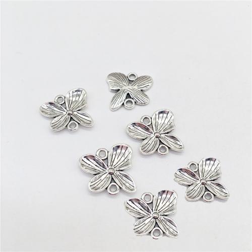 Flower Zinc Alloy Connector antique silver color plated DIY & 1/1 loop Sold By Bag