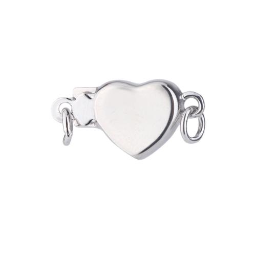 Sterling Sølvarmbåndsresultater, 925 Sterling Sølv, Heart, platineret, du kan DIY, 8.40x7.80x3.60mm, Solgt af PC