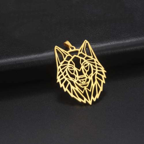 Stainless Steel Animal Pendants 304 Stainless Steel Wolf DIY & hollow Sold By PC