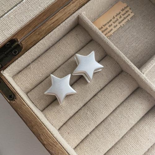 Brass Leverback Earring Star fashion jewelry & for woman silver color Sold By Pair