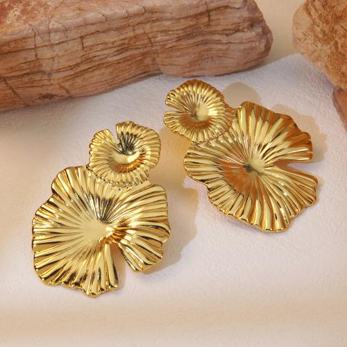 Stainless Steel Stud Earrings 304 Stainless Steel fashion jewelry & for woman golden Sold By Pair