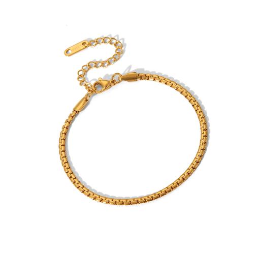 Bijoux bracelet en acier inoxydable, Acier inoxydable 304, avec 5cm chaînes de rallonge, Plaqué or 18K, bijoux de mode & pour femme, doré, Longueur Environ 18 cm, Vendu par PC