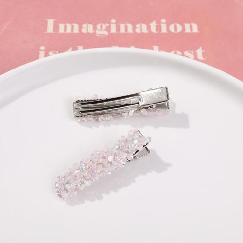 Hair Slide Iron with Glass Rhinestone DIY & for woman Sold By PC