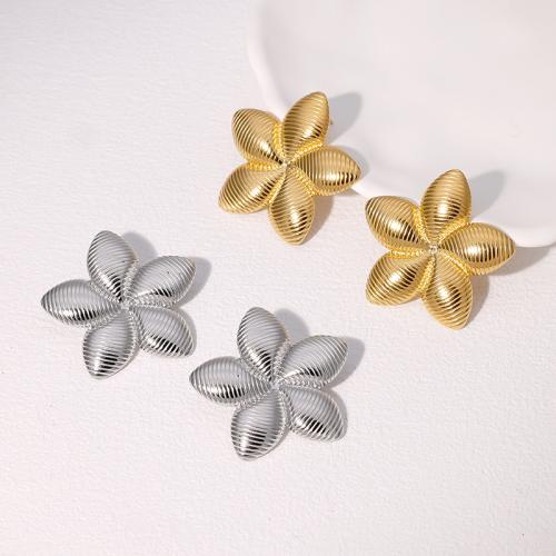 Stainless Steel Stud Earrings 304 Stainless Steel Flower fashion jewelry & for woman Sold By Pair