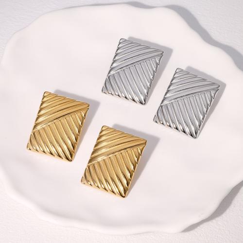 Stainless Steel Stud Earrings 304 Stainless Steel Square fashion jewelry & for woman Sold By Pair