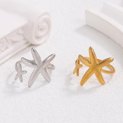 Stainless Steel Finger Ring 304 Stainless Steel Starfish Adjustable & fashion jewelry & for woman Sold By PC