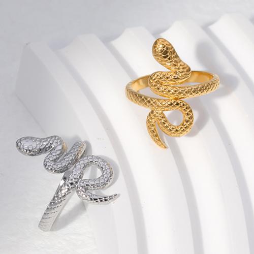 Stainless Steel Finger Ring 304 Stainless Steel Snake Adjustable & fashion jewelry & for woman Sold By PC