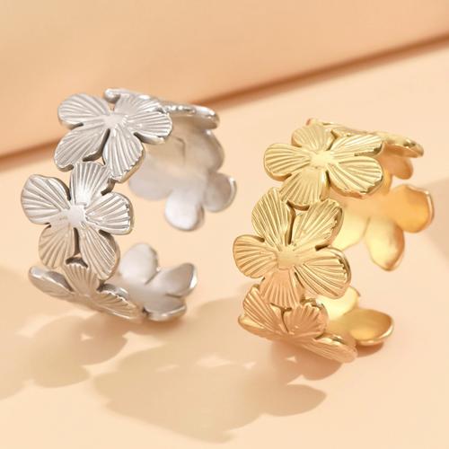 Stainless Steel Finger Ring 304 Stainless Steel Flower fashion jewelry & for woman US Ring Sold By PC