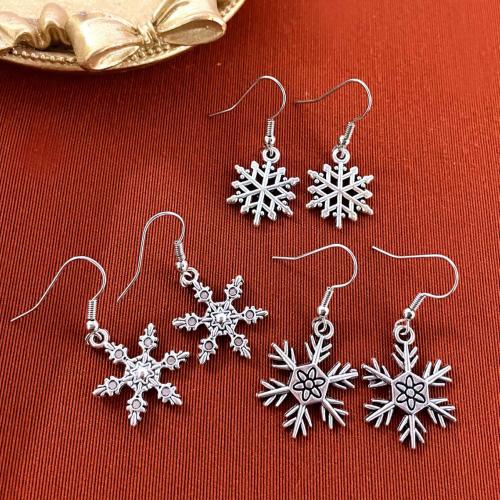 Iron Earring Snowflake silver color plated for woman nickel lead & cadmium free Sold By Pair