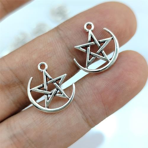 Cink Alloy Star Privjesak, Zvijezda, starinski srebrne boje pozlaćen, možete DIY, nikal, olovo i kadmij besplatno, 16x19mm, 100računala/Torba, Prodano By Torba