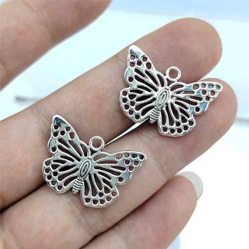 Cink Alloy životinja Privjesci, Leptir, starinski srebrne boje pozlaćen, možete DIY, nikal, olovo i kadmij besplatno, 29x20mm, 100računala/Torba, Prodano By Torba