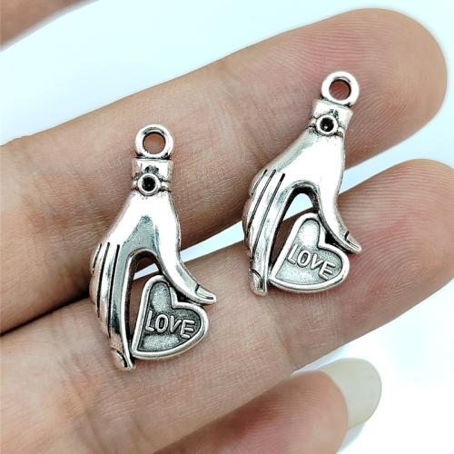 Zinc Alloy Hand Pendants antique silver color plated DIY nickel lead & cadmium free Sold By Bag