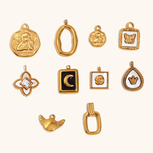 Stainless Steel Pendants 304 Stainless Steel 18K gold plated DIY Sold By PC