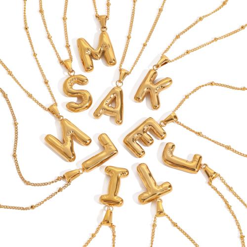 Stainless Steel Jewelry Necklace 304 Stainless Steel with 5cm extender chain Alphabet Letter plated fashion jewelry & for woman golden Length 45 cm Sold By PC