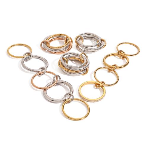 Stainless Steel Finger Ring 304 Stainless Steel plated multilayer & for woman Sold By PC