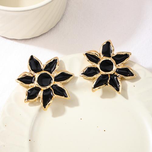 Zinc Alloy Stud Earring petals plated for woman & enamel Sold By Pair