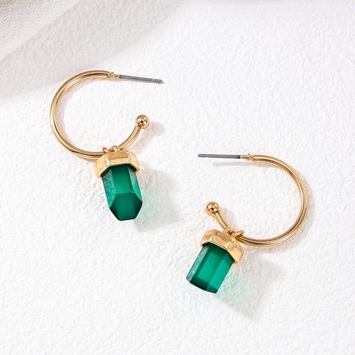 Zinc Alloy Stud Earring with Gemstone plated for woman gold Sold By Pair