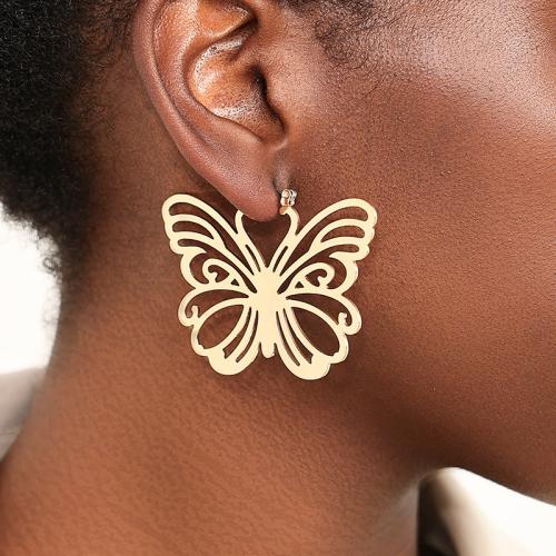 Zinc Alloy Øreringe, Butterfly, forgyldt, for kvinde, flere farver til valg, Solgt af par