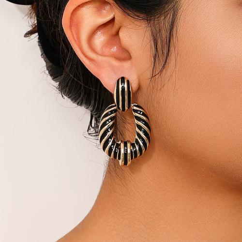 Zinc Alloy Stud Earring plated for woman & enamel gold Sold By Pair