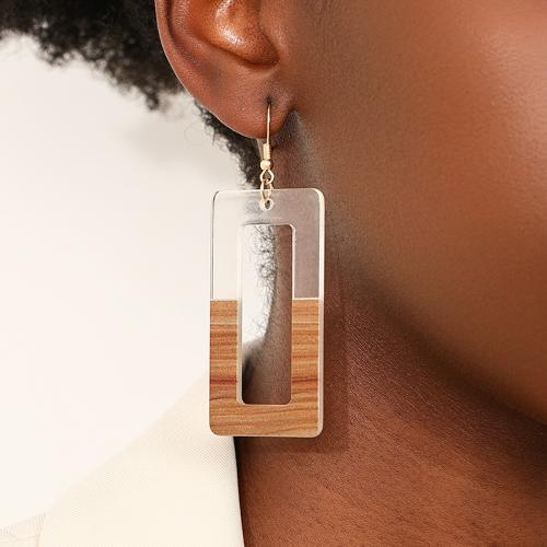 Zinc Alloy Drop Earrings with Acrylic plated & for woman brown Sold By Pair