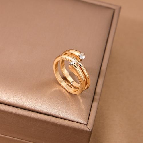 Zink Alloy Finger Ring, plated, micro bana cubic zirconia & för kvinna, guld, Säljs av PC