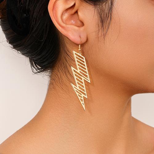 Zinc Alloy Øreringe, Lightning Symbol, forgyldt, for kvinde, guld, Solgt af par