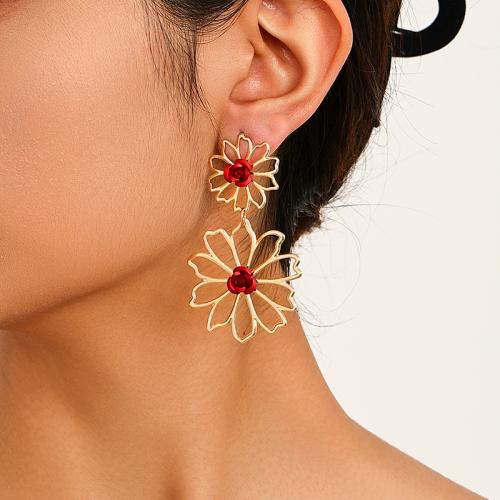 Zinc Alloy Stud Earring petals plated for woman Sold By Pair