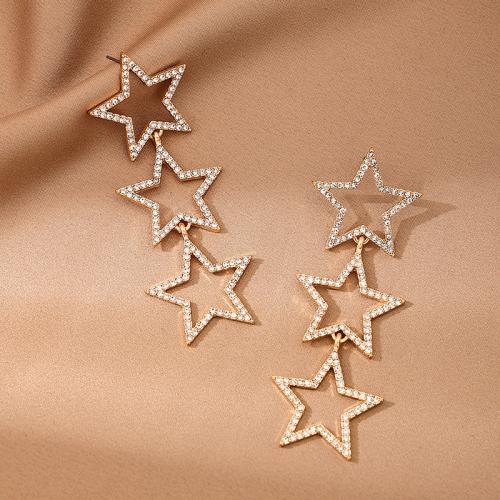 Zinc Alloy Stud Earring Star plated micro pave cubic zirconia & for woman Sold By Pair