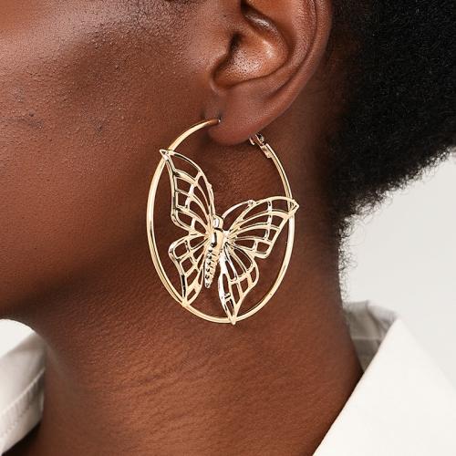 Zinc Alloy Drop Earrings Butterfly plated for woman Sold By Pair