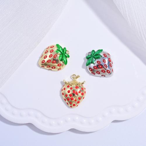 Brass Jewelry Pendants Strawberry plated & for woman & enamel Sold By PC