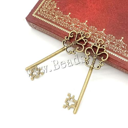 Zinc Alloy Key riipukset, Sinkkiseos, Avain, päällystetty, tee-se-itse, enemmän värejä valinta, 58x18mm, 100PC/laukku, Myymät laukku