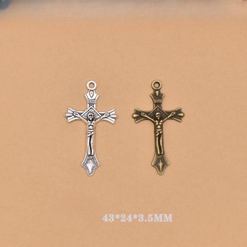 Pendants since Alloy Croise, Sinc Alloy, Cross, plátáilte, DIY, dathanna níos mó le haghaidh rogha, 43x24x2.50mm, 100ríomhairí pearsanta/Mála, Díolta De réir Mála