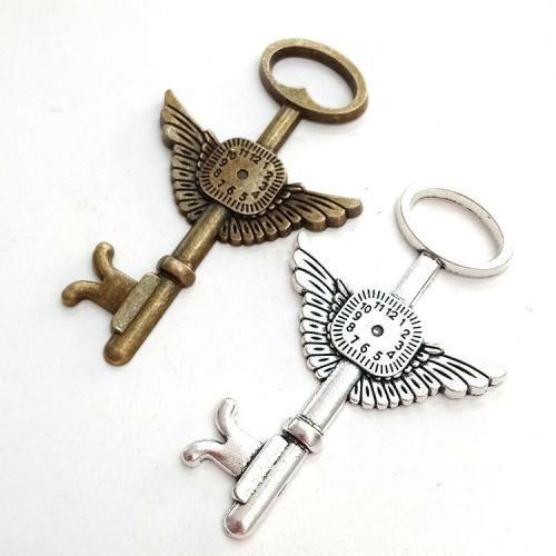 Zinc Alloy Key riipukset, Sinkkiseos, Avain, päällystetty, tee-se-itse, enemmän värejä valinta, 74x44x3mm, 100PC/laukku, Myymät laukku