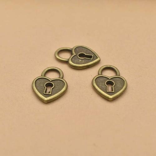 Pendants Sinc Alloy Lock, dath cré-umha antique plátáilte, DIY, 20x14x2mm, 100ríomhairí pearsanta/Mála, Díolta De réir Mála