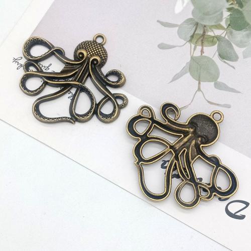 Sinc Alloy Pendants Ainmhithe, Octopus, dath cré-umha antique plátáilte, DIY, 40x50x4mm, 100ríomhairí pearsanta/Mála, Díolta De réir Mála