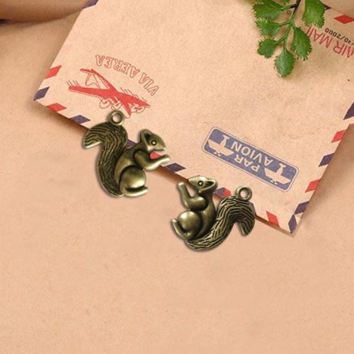 Zinc Alloy Animal Pendler, Squirrel, antik bronze farve forgyldt, du kan DIY, 21x21x4mm, 100pc'er/Bag, Solgt af Bag