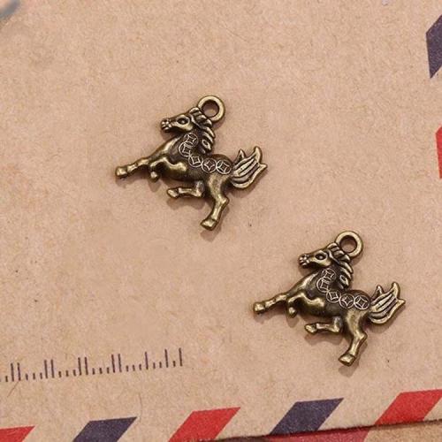 Colgantes Animales de Aleación de Zinc, Caballo, chapado en color bronce antiguo, Bricolaje, 17x16x3mm, 100PCs/Bolsa, Vendido por Bolsa