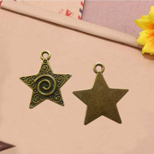 Zink Alloy Star Pendant, antik brons färg klädd, DIY, 23x20x2mm, 100PC/Bag, Säljs av Bag