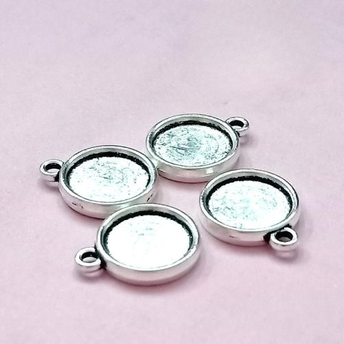 In lega di zinco del pendente Cabochon Setting, lega in zinco, Cerchio, placcato argento antico, DIY, nessuno, 12mm, 100PC/borsa, Venduto da borsa