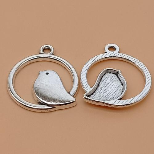 Zinc Alloy Animal Pendants Bird antique silver color plated DIY Sold By Bag