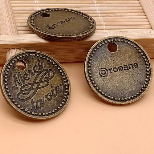 Zinc Alloy Pendants Round antique bronze color plated DIY 25mm Sold By Bag